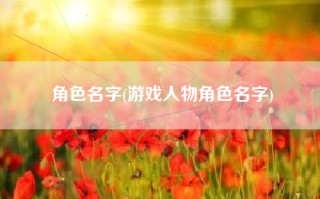 角色名字(游戏人物角色名字)