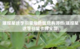 璀璨星途季羽童角色信息有哪些(璀璨星途季羽童卡牌全部)