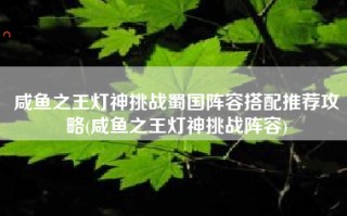 咸鱼之王灯神挑战蜀国阵容搭配推荐攻略(咸鱼之王灯神挑战阵容)
