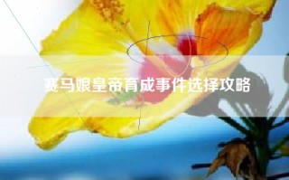 赛马娘皇帝育成事件选择攻略