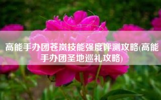 高能手办团苍岚技能强度评测攻略(高能手办团圣地巡礼攻略)