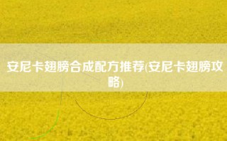 安尼卡翅膀合成配方推荐(安尼卡翅膀攻略)
