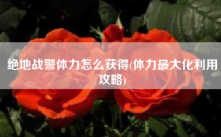绝地战警体力怎么获得(体力最大化利用攻略)