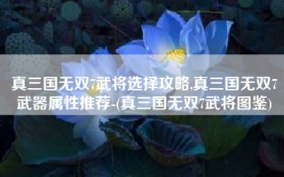 真三国无双7武将选择攻略,真三国无双7武器属性推荐-(真三国无双7武将图鉴)