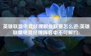 英雄联盟电竞经理职业联赛怎么进(英雄联盟电竞经理阵容中不可解约)