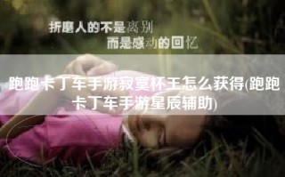 跑跑卡丁车手游寂寞杯王怎么获得(跑跑卡丁车手游星辰辅助)