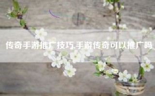 传奇手游推广技巧,手游传奇可以推广吗