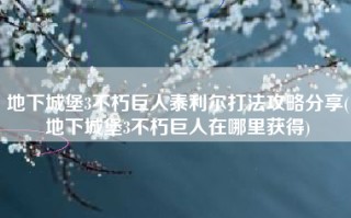 地下城堡3不朽巨人泰利尔打法攻略分享(地下城堡3不朽巨人在哪里获得)