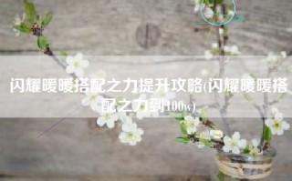 闪耀暖暖搭配之力提升攻略(闪耀暖暖搭配之力到100w)