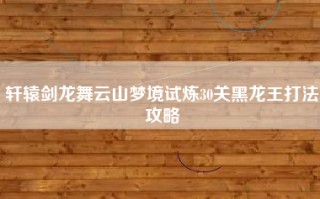 轩辕剑龙舞云山梦境试炼30关黑龙王打法攻略