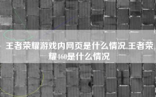 王者荣耀游戏内网页是什么情况,王者荣耀460是什么情况