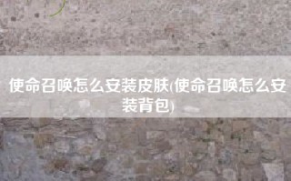 使命召唤怎么安装皮肤(使命召唤怎么安装背包)
