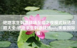 绝地求生刺激战场至暗之夜模式玩法攻略大全(绝地求生刺激战场pubg美服国际服)