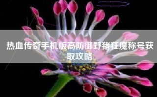 热血传奇手机版高防御野猪狂魔称号获取攻略