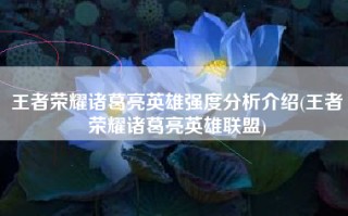 王者荣耀诸葛亮英雄强度分析介绍(王者荣耀诸葛亮英雄联盟)