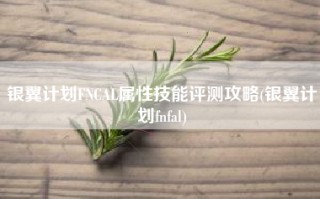 银翼计划FNCAL属性技能评测攻略(银翼计划fnfal)