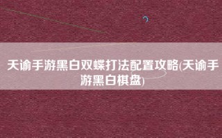 天谕手游黑白双蝶打法配置攻略(天谕手游黑白棋盘)