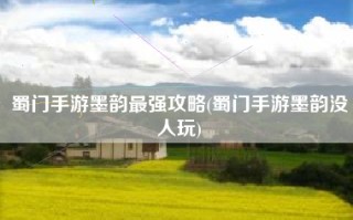 蜀门手游墨韵最强攻略(蜀门手游墨韵没人玩)