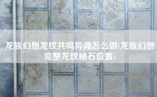 龙族幻想龙纹共鸣异闻怎么做(龙族幻想完整龙纹秘石位置)