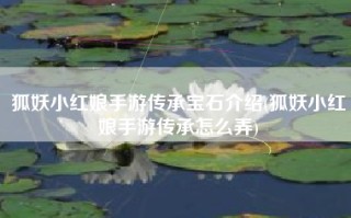 狐妖小红娘手游传承宝石介绍(狐妖小红娘手游传承怎么弄)