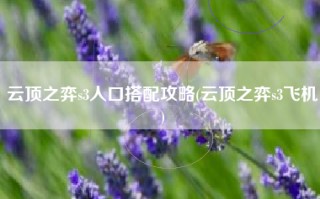 云顶之弈s3人口搭配攻略(云顶之弈s3飞机)