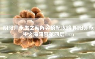阴阳师永生之海阵容搭配攻略(阴阳师永生之海阵容第四层2022)