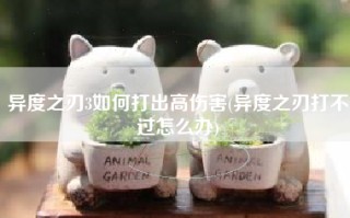 异度之刃3如何打出高伤害(异度之刃打不过怎么办)