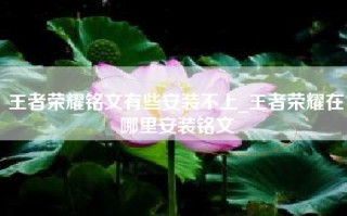 王者荣耀铭文有些安装不上_王者荣耀在哪里安装铭文