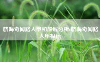 航海奇闻路人甲和船匠分析(航海奇闻路人甲极运)