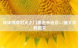 块块传奇时光之门蔡老爷迷宫4-7通关攻略图文