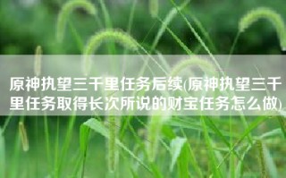 原神执望三千里任务后续(原神执望三千里任务取得长次所说的财宝任务怎么做)