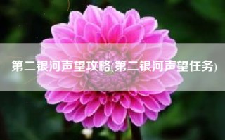 第二银河声望攻略(第二银河声望任务)