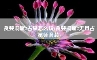 贪婪洞窟2占星怎么玩(贪婪洞窟2无目占星师套装)