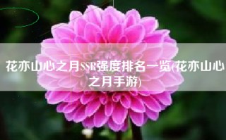 花亦山心之月SSR强度排名一览(花亦山心之月手游)
