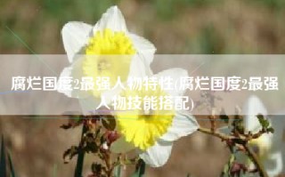 腐烂国度2最强人物特性(腐烂国度2最强人物技能搭配)