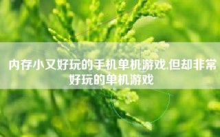 内存小又好玩的手机单机游戏,但却非常好玩的单机游戏