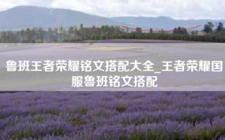 鲁班王者荣耀铭文搭配大全_王者荣耀国服鲁班铭文搭配