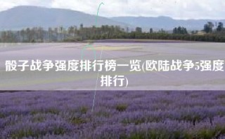 骰子战争强度排行榜一览(欧陆战争5强度排行)