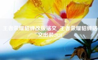 王者荣耀貂蝉改版铭文_王者荣耀貂蝉铭文出装2021