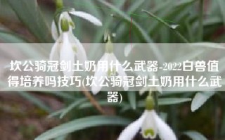 坎公骑冠剑土奶用什么武器-2022白兽值得培养吗技巧(坎公骑冠剑土奶用什么武器)