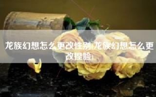 龙族幻想怎么更改性别(龙族幻想怎么更改捏脸)
