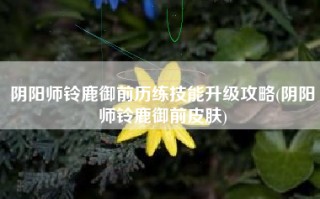 阴阳师铃鹿御前历练技能升级攻略(阴阳师铃鹿御前皮肤)
