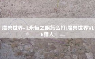 魔兽世界wlk永恒之眼怎么打(魔兽世界WLK猎人)