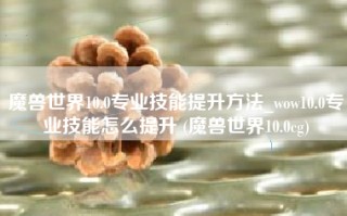 魔兽世界10.0专业技能提升方法_wow10.0专业技能怎么提升 (魔兽世界10.0cg)