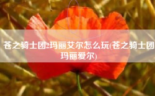 苍之骑士团2玛丽艾尔怎么玩(苍之骑士团玛丽爱尔)