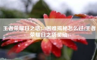 王者荣耀日之塔2-3困难揭秘怎么过(王者荣耀日之塔奖励)