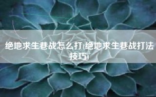 绝地求生巷战怎么打(绝地求生巷战打法技巧)