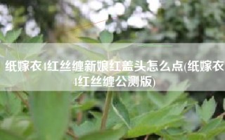 纸嫁衣4红丝缠新娘红盖头怎么点(纸嫁衣4红丝缠公测版)