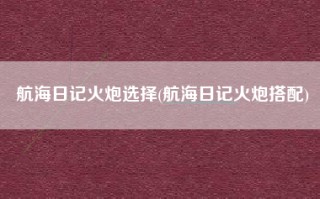 航海日记火炮选择(航海日记火炮搭配)