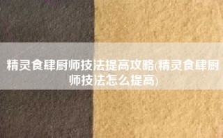 精灵食肆厨师技法提高攻略(精灵食肆厨师技法怎么提高)
